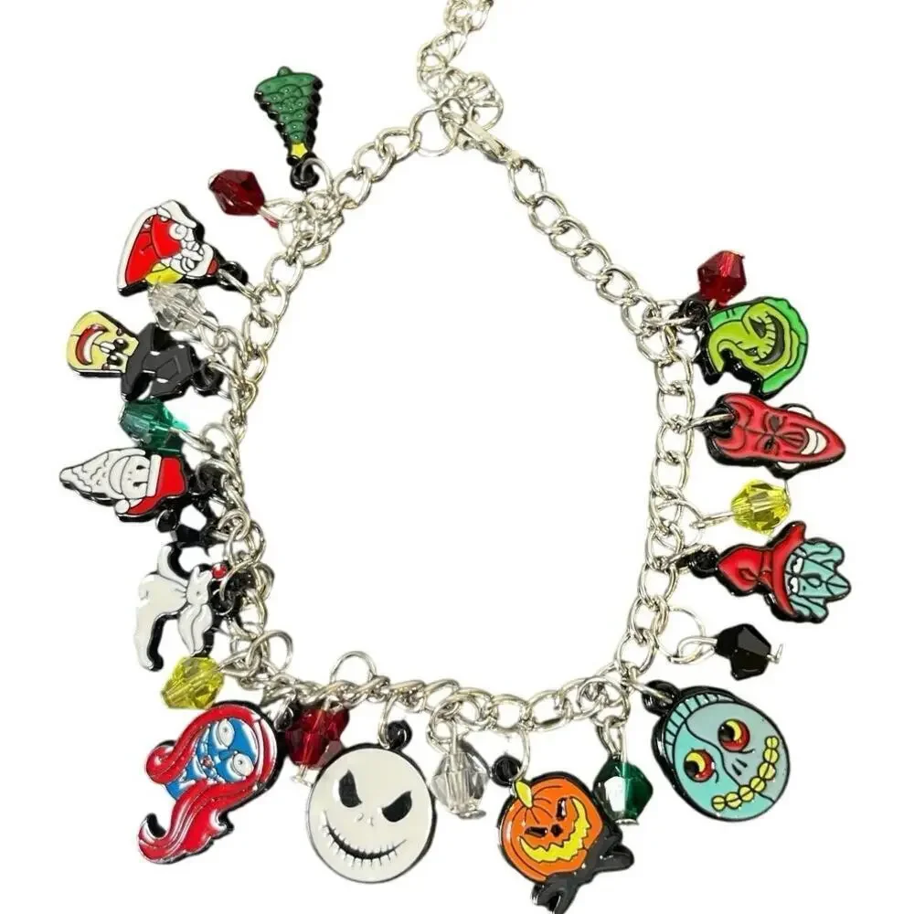 DISNEY NIGHTMARE BEFORE CHRISTMAS CHARM BRACELET 8’-9.5’ SKELLINGTON‎ SALLY